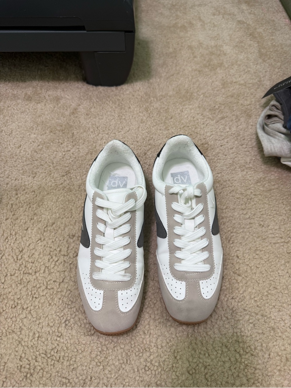 DV by Dolce Vita White, Light Gray & Black Retro Sneakers